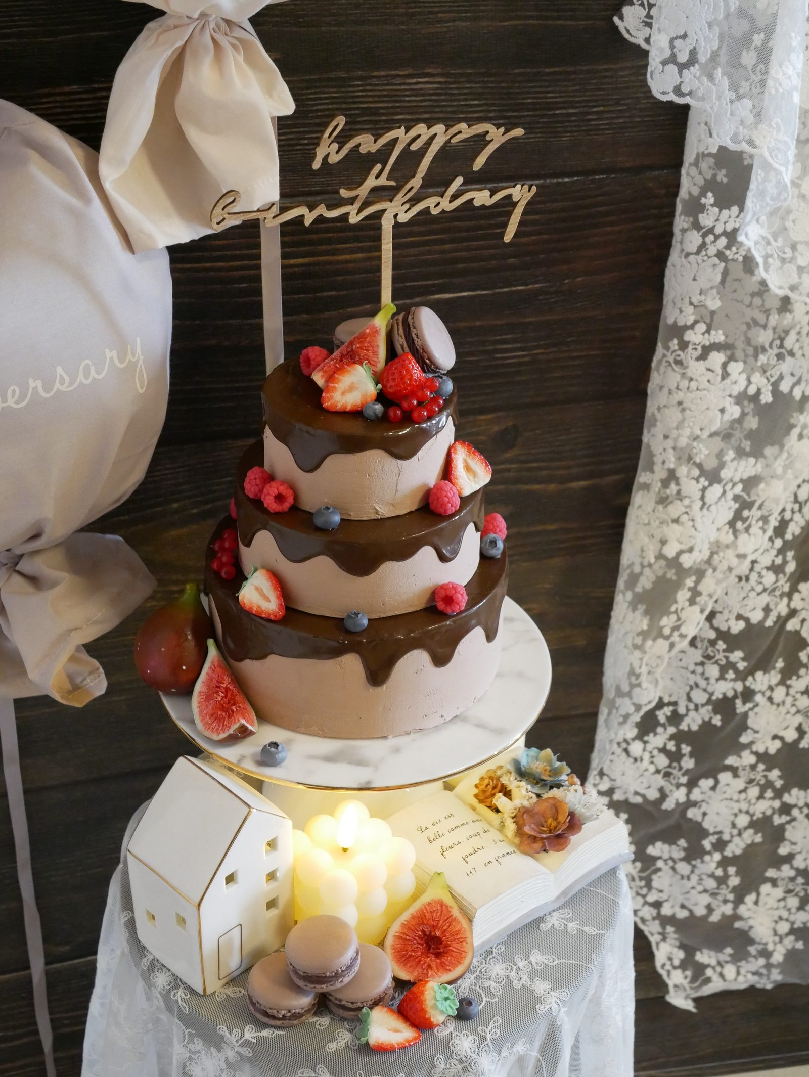 バースデー用クレイケーキ|誕生日フォト撮影の飾りケーキ